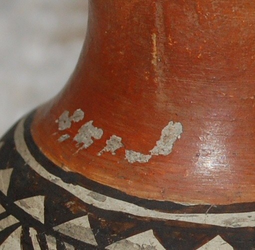 Acoma Clay Pottery Vase 1940, 4.25" tall-3.0" diameter-signed on bottom Acoma NM