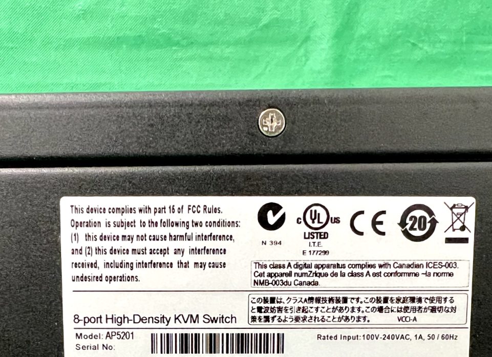 APC AP5201 8-Port High-Density KVM Switch *UNTESTED / PLEASE READ*