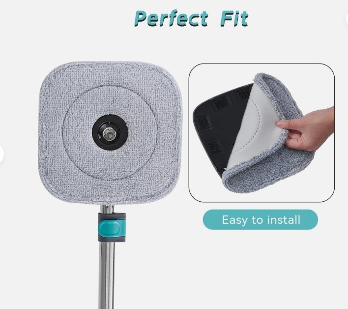 Square Mop Pads Replacement Compatible with SPIN-800 TrueClean, 4 Count