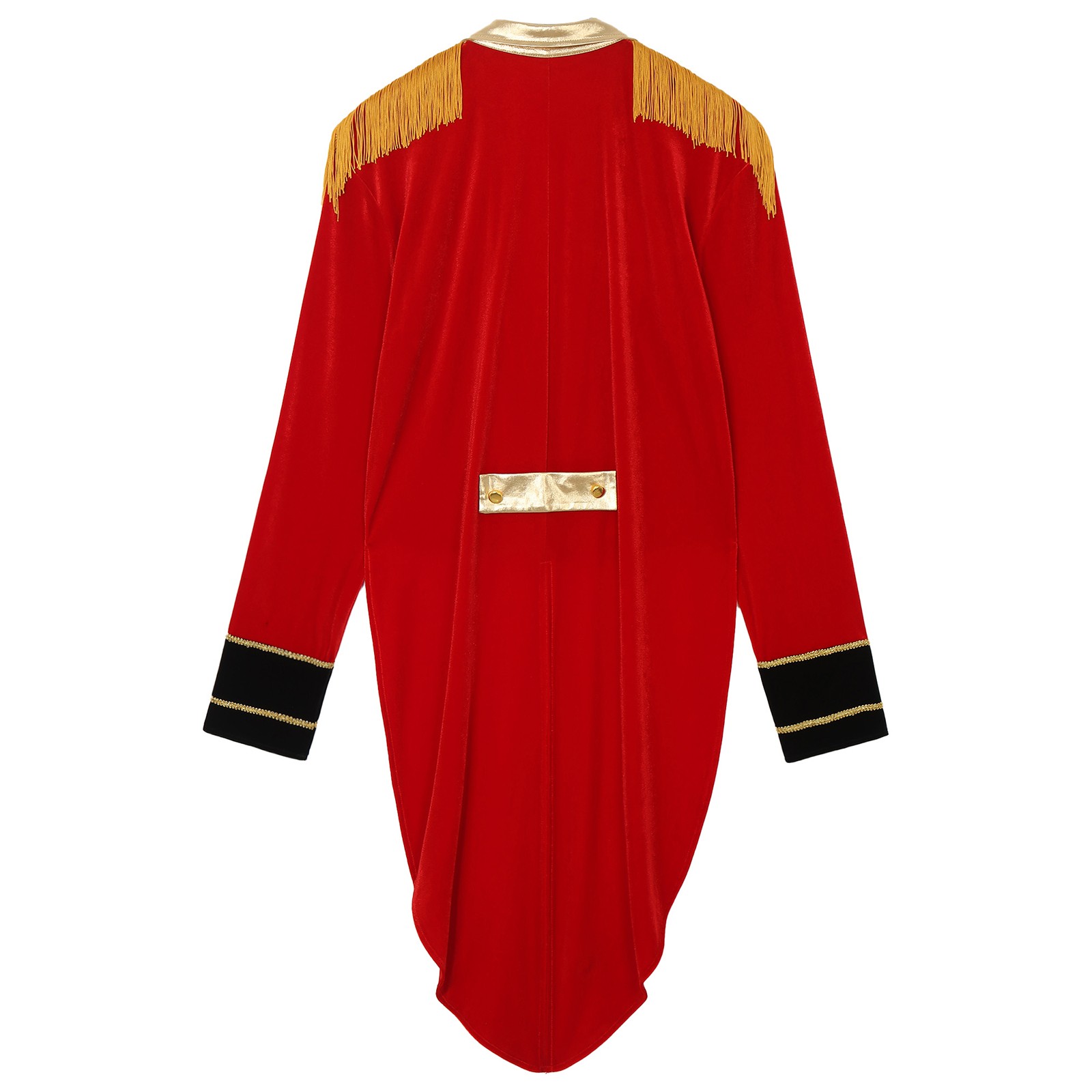 US YiZYiF Men Velvet Tassel Tailcoat Halloween Circus Ringmaster Cosplay Uniform
