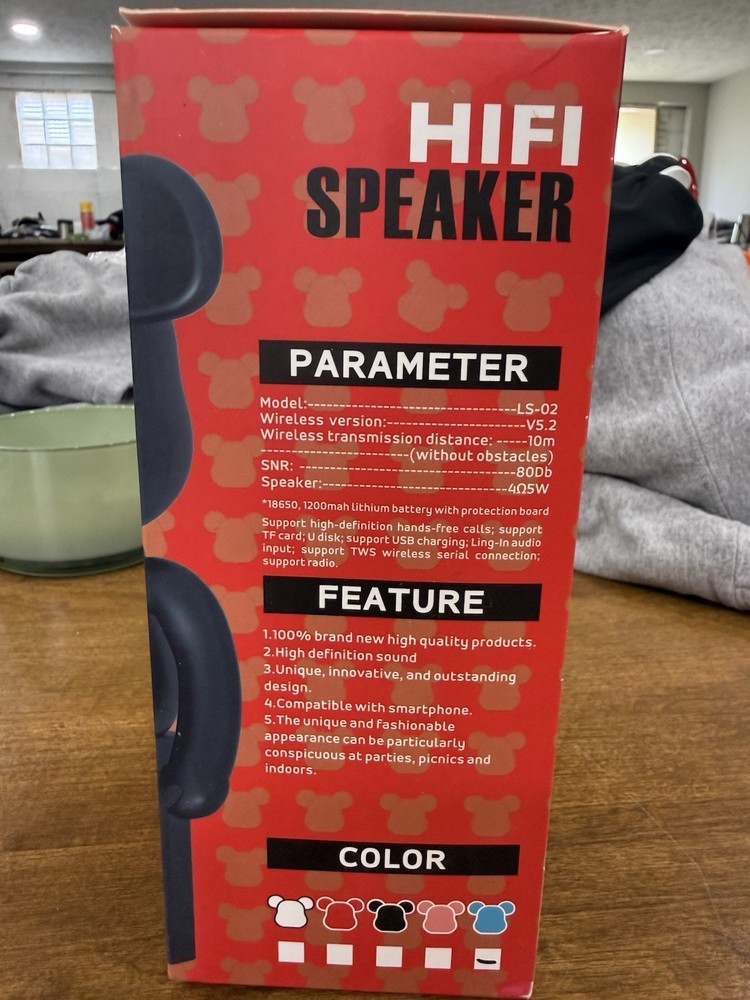 HiFi Wireless Speaker LS-02 Bear-Shaped, Bluetooth, Blue