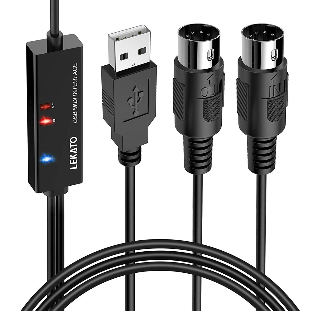 LEKATO Universal Audio USB MIDI Cable 16 Channels with Input & Output, 6.5FT