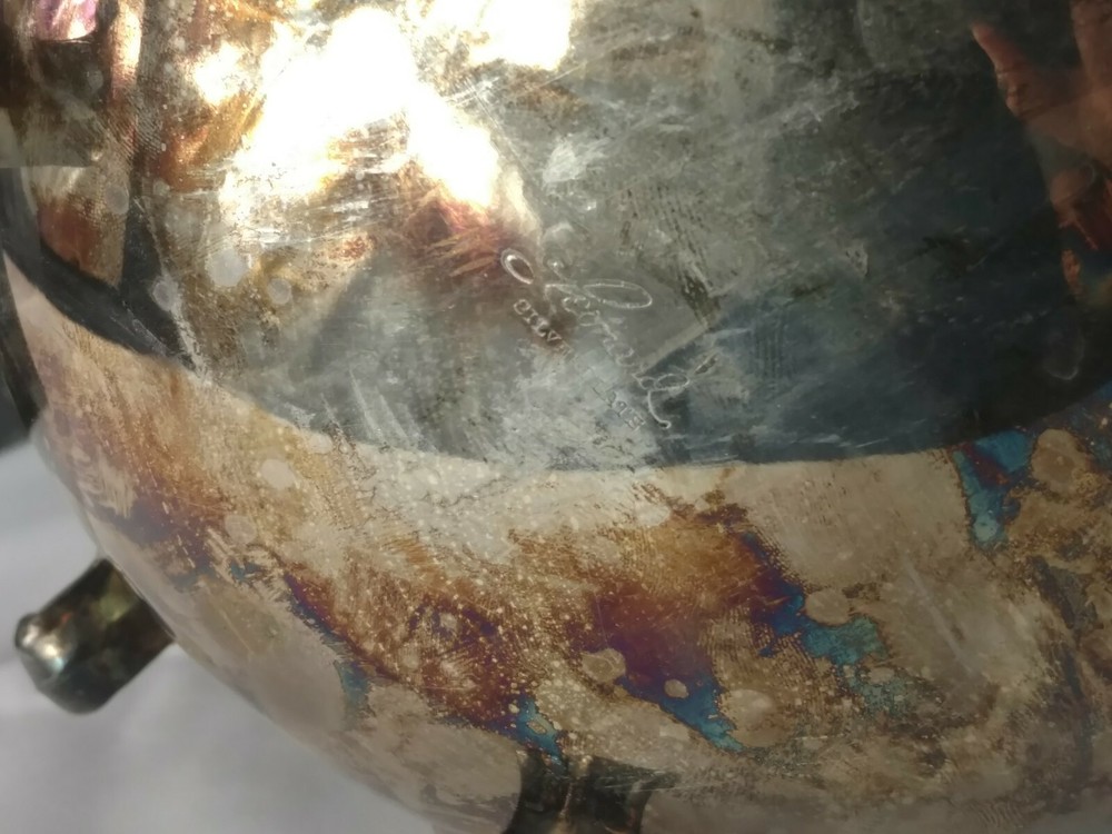 Vtg Leonard Silver MFG. Silverplated Two Quart Footed Pitcher W Ice Guard Boston