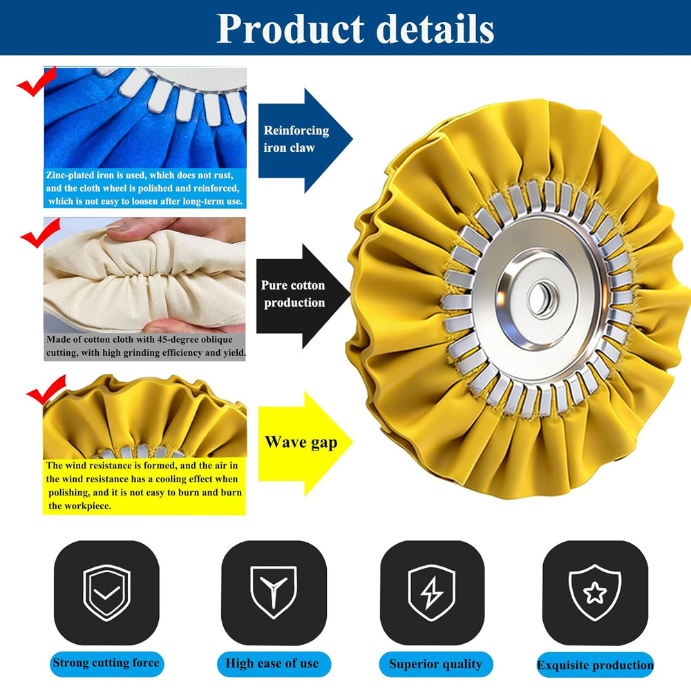 8 Inch Airway Buffing Wheel with Compound for Angle Grinder,9Pcs Buffer Polishin