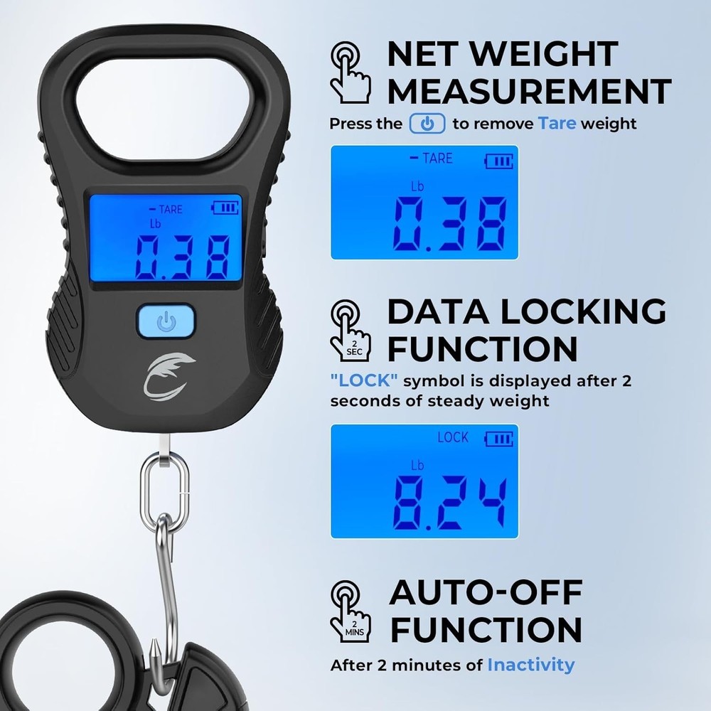 Lightweight Fish Scale, Rechargeable Digital Scale with USB Cable, 55lb Capac...