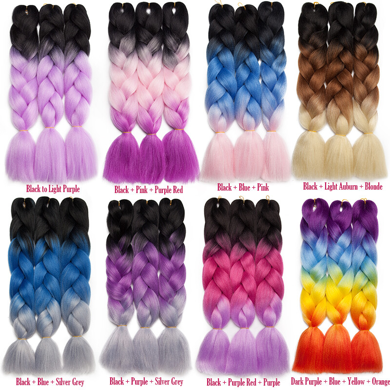 60 Big-color Jumbo Braiding Hair Extensions Braids Twist Ombre Kanekalons 24"