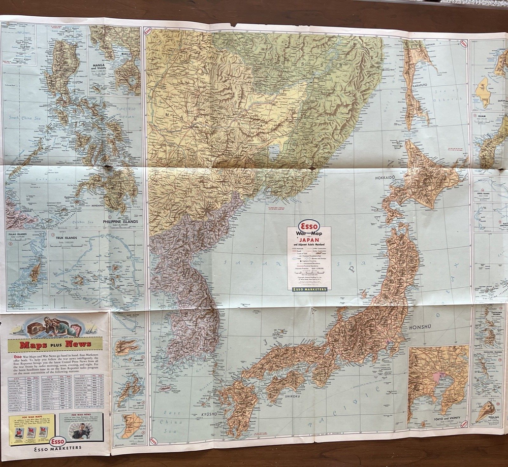 Esso War Map III Featuring The Pacific Theater