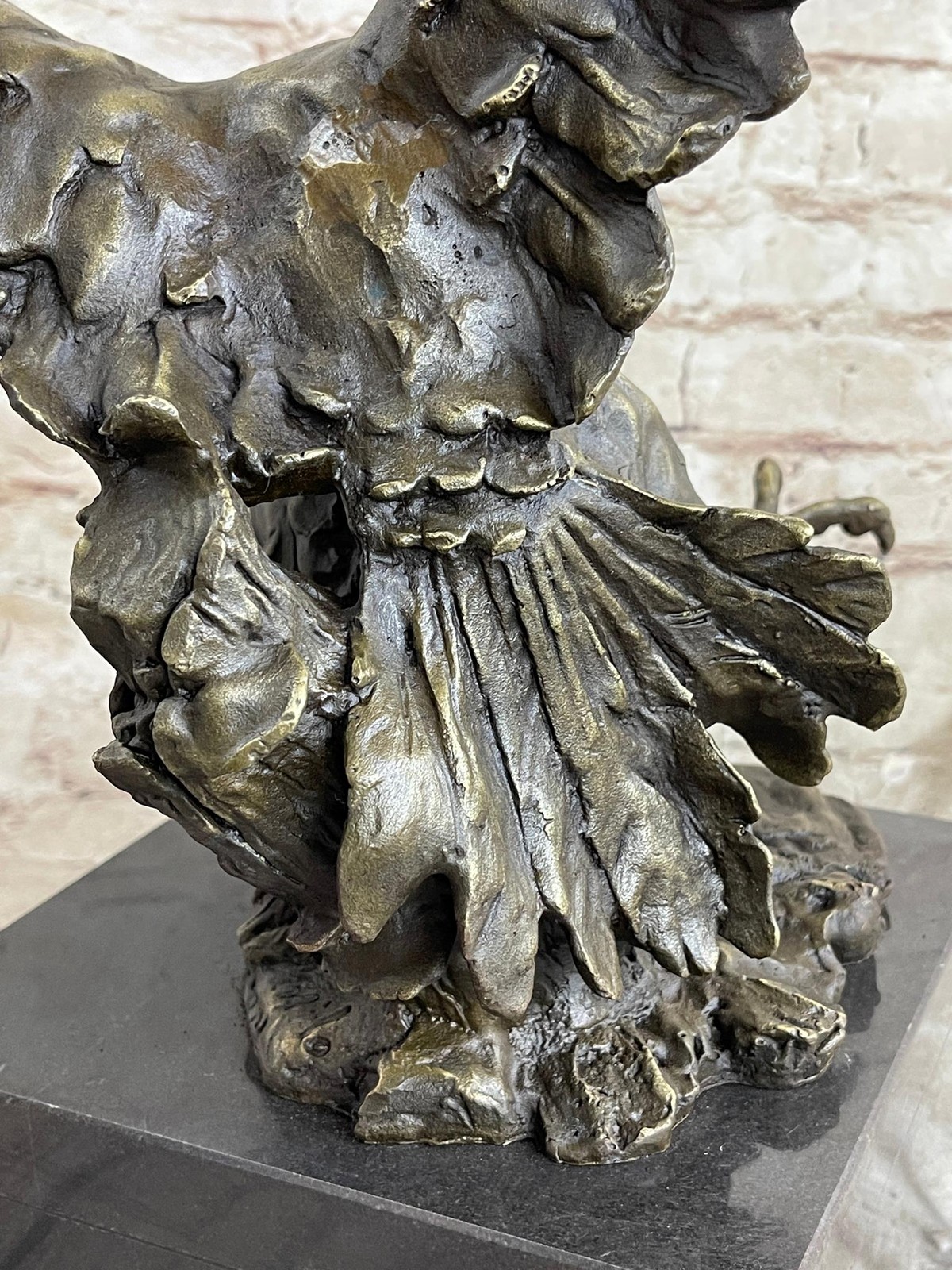 Eagle Landing with Outstretched Talons Bronze Sculpture Statue on Marble Base