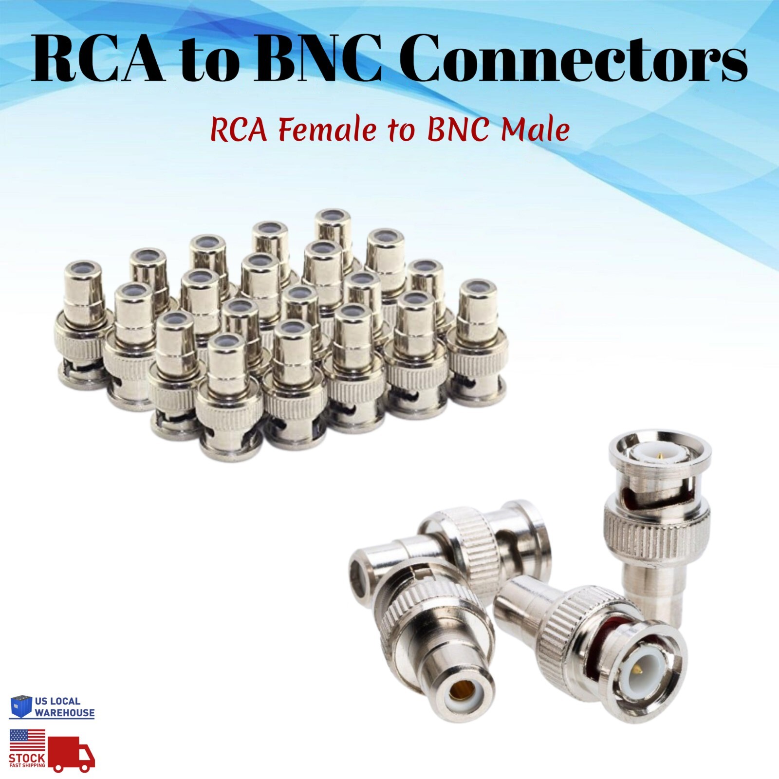 RCA Female to BNC Male Connector Coax Plug Adapter Converter CCTV Camera Lot