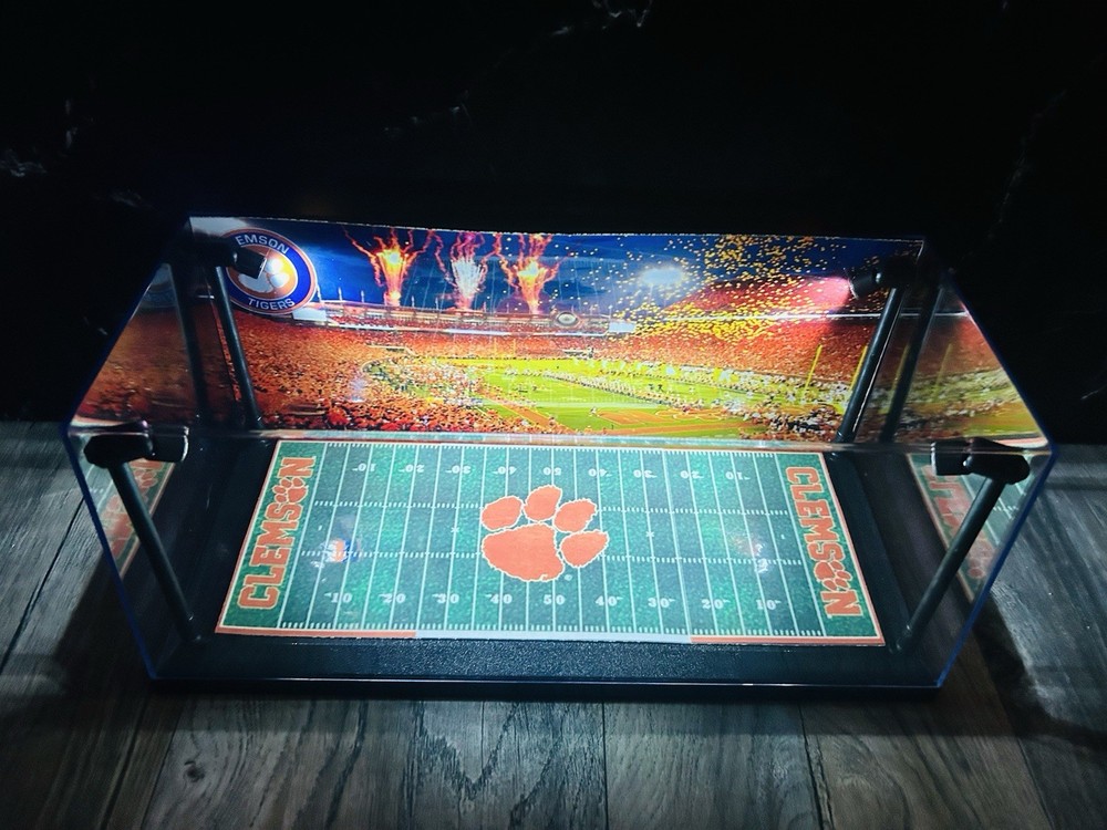 Clemson Tigers Custom 2 Mini Helmet display case with LED lights