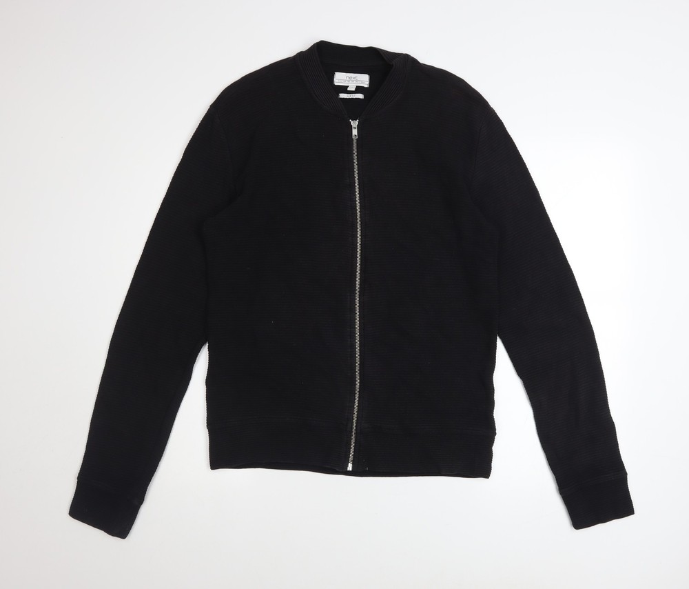 Next Men's Black Medium Basic Jacket 100% Cotton Zip Up Casual Bomber