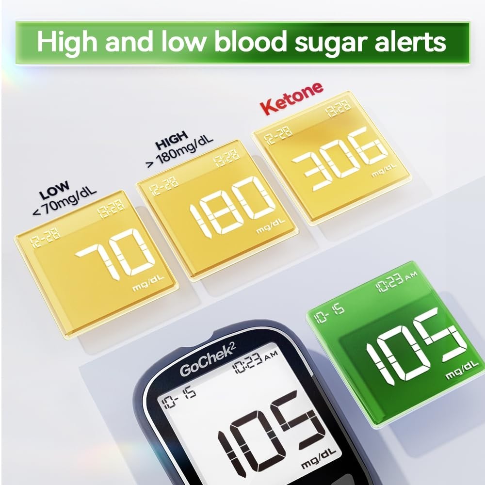 Bluetooth Blood Sugar Testing Kit 10 Strips & Lancets, Free App, No Coding, 5...