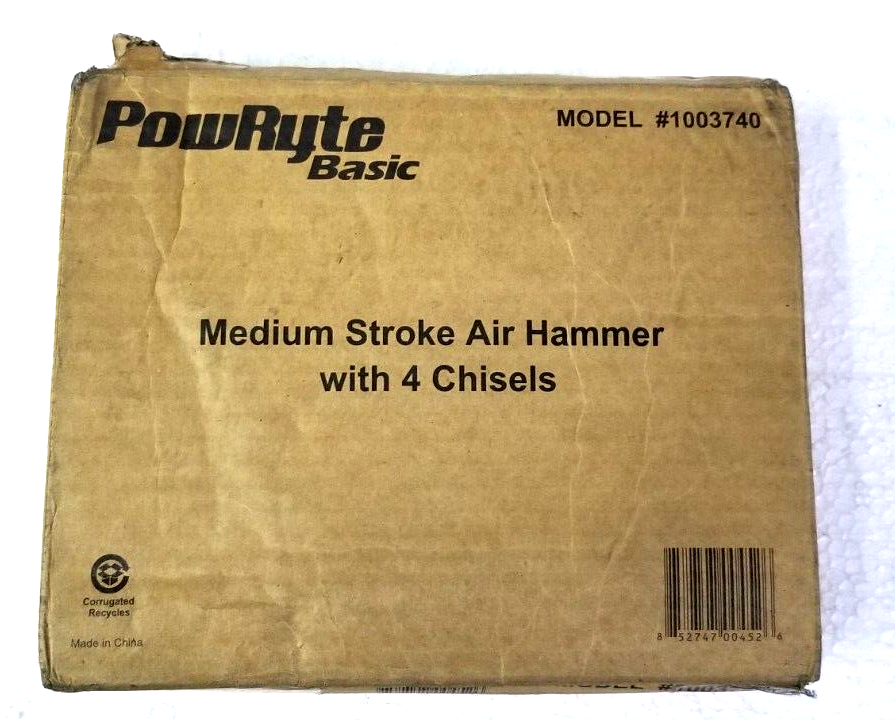 PowRyte Basic 100374 Medium Stroke Air Hammer with 4 Chisels