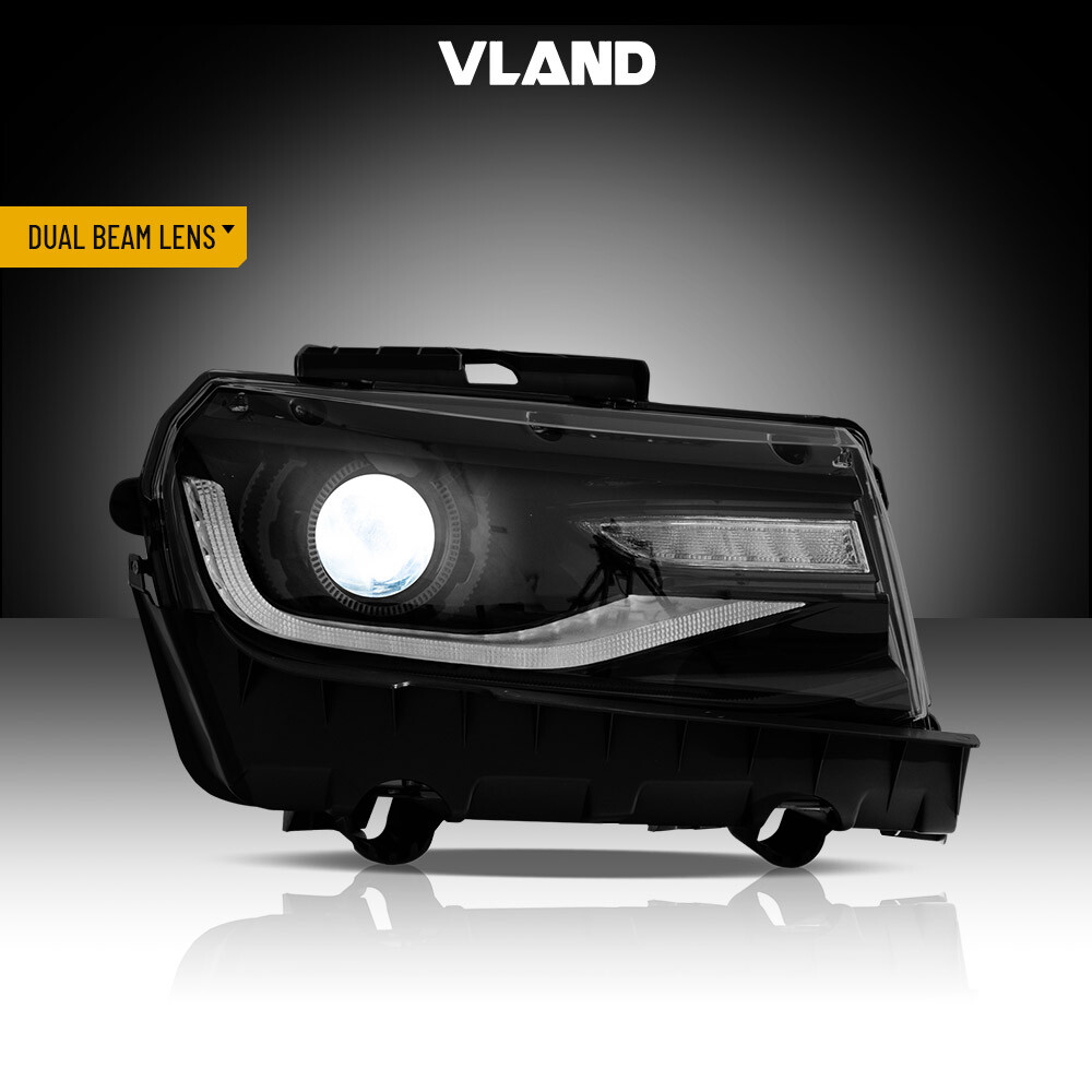 2*Projector Lens LED Headlights For 2014 2015 Chevrolet Camaro LS LT SS RGB DRL