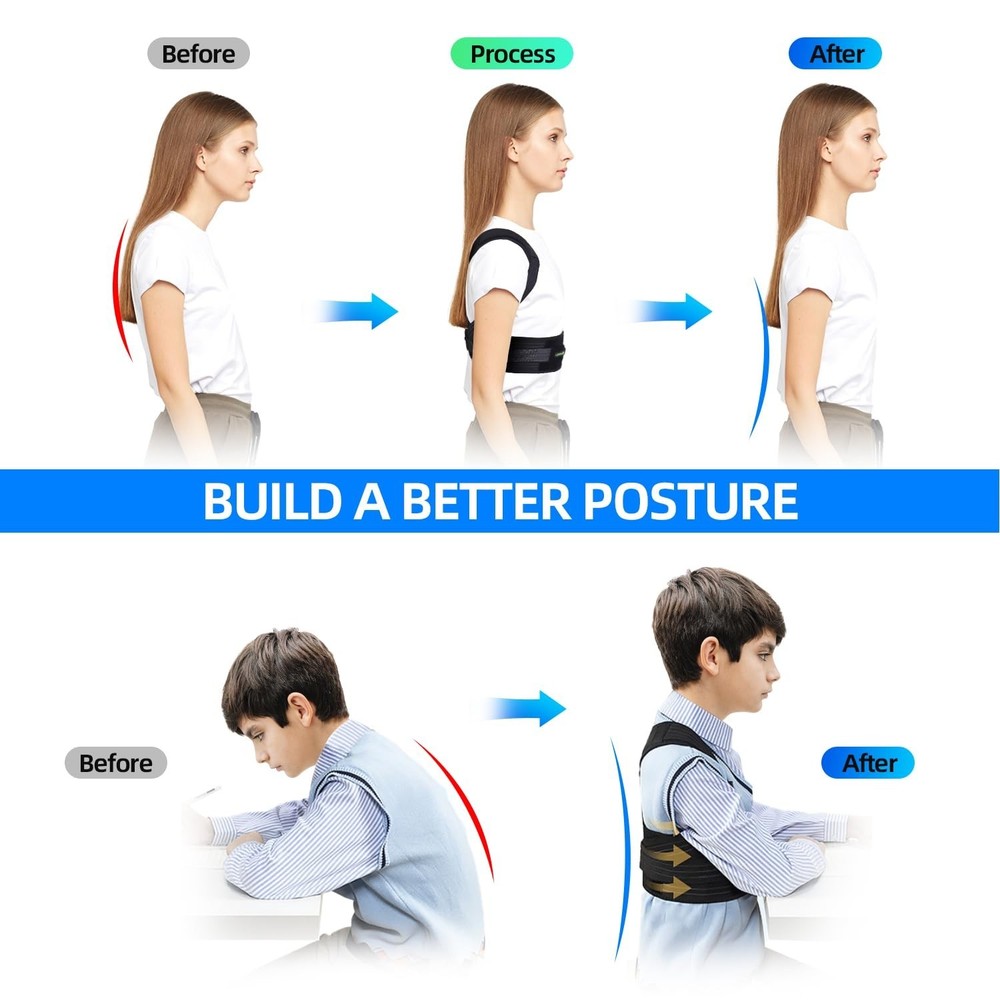 Posture Corrector for Kids Teenagers, Updated Adjustable Upper Back Posture B...