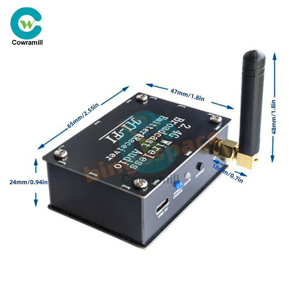 DC 3.5-5V 2.4Ghz Wireless Audio Transceiver Transmitter Receiver w/ Type C Port