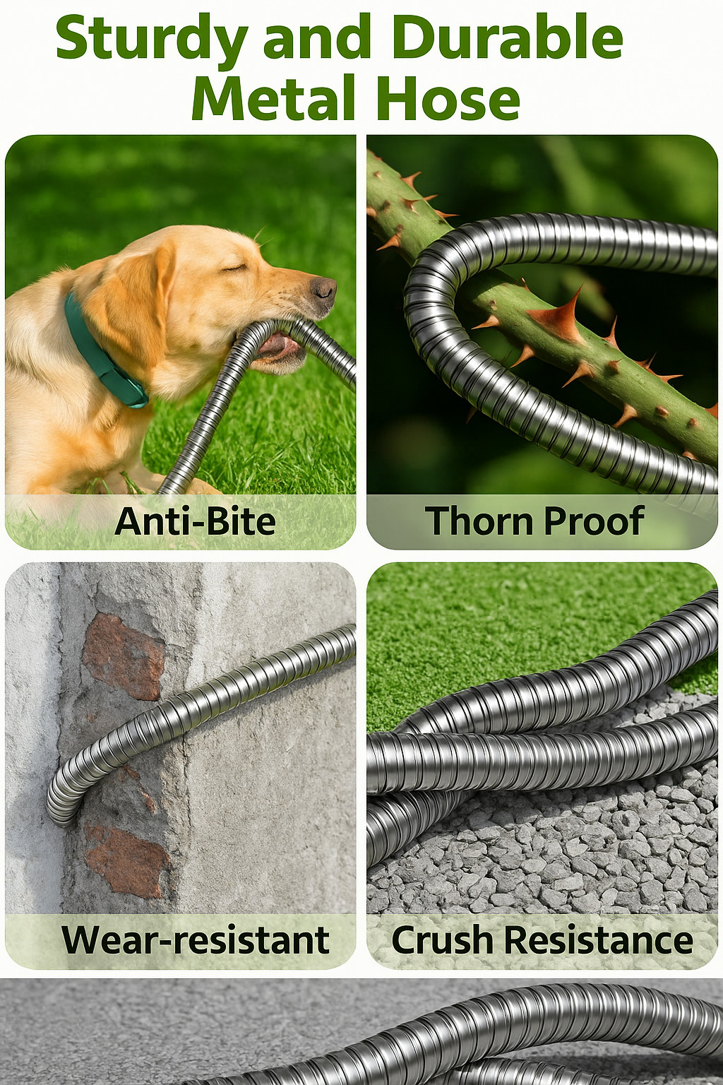 Stainless Steel Metal Garden Water Hose Pipe Flexible Lightweight 25/50/75/100FT