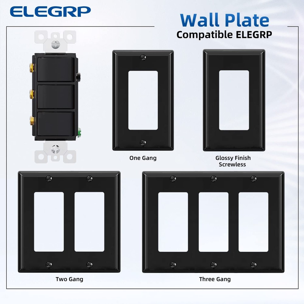 Decorator Triple Rocker Light Switch Electrical Three Single Pole Paddle Switch