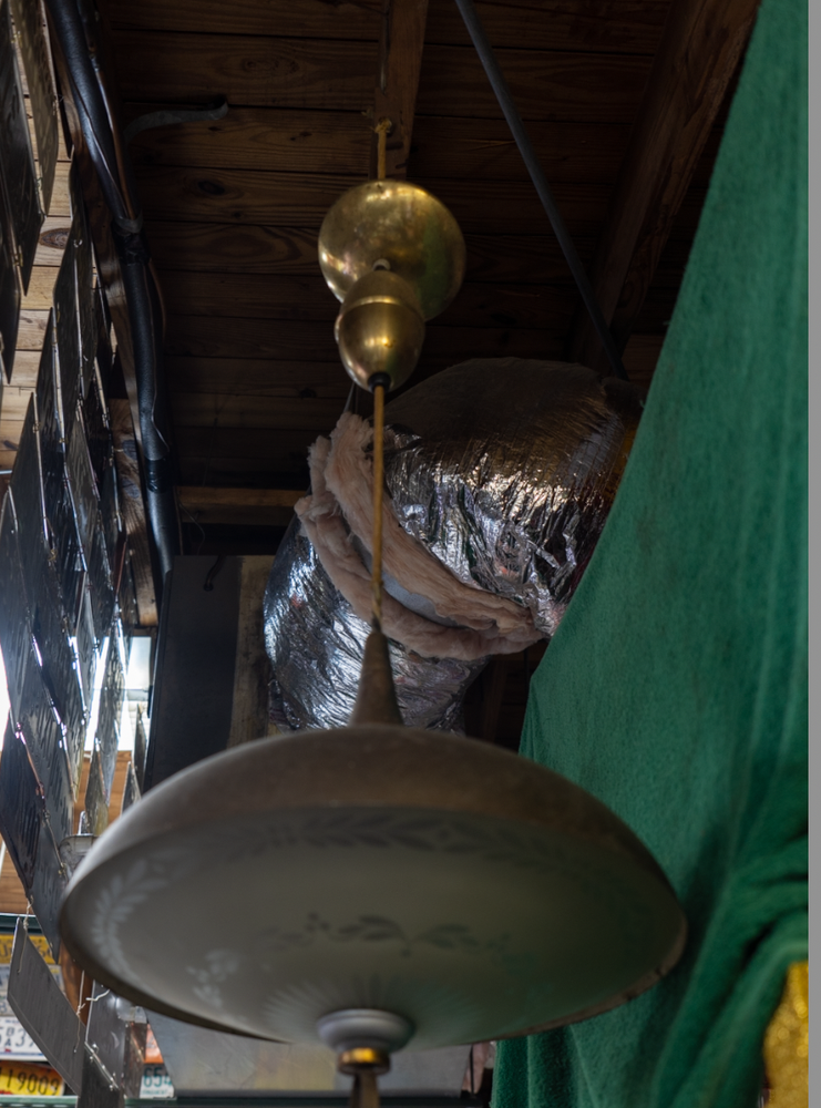 1960's Vintage Antique Solid Brass Pull Down Lamp from Morris Lapidus Office