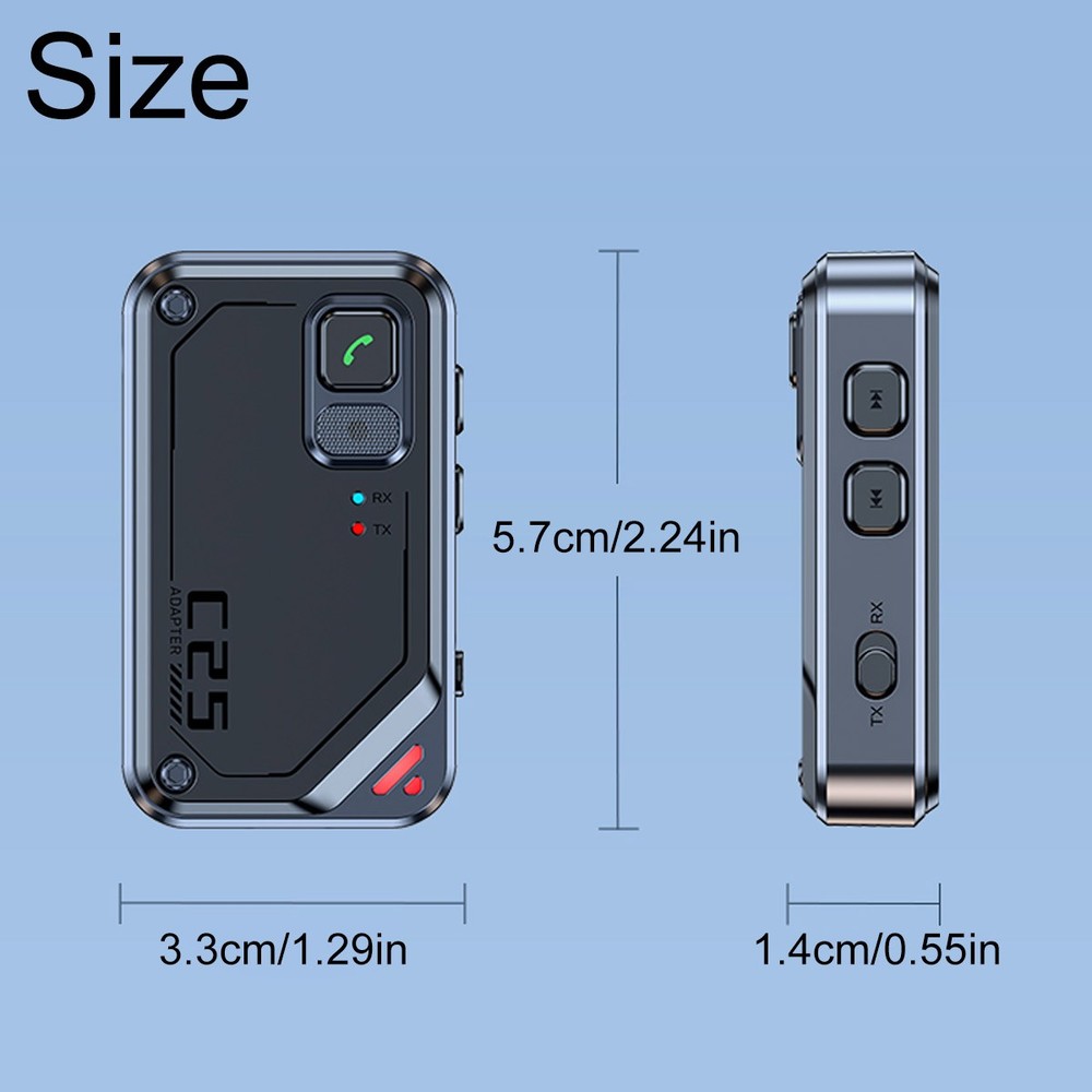 2in1 Bluetooth 5.3 Transmitter Receiver Car Wireless Audio Adapter USB 3.5mm Aux