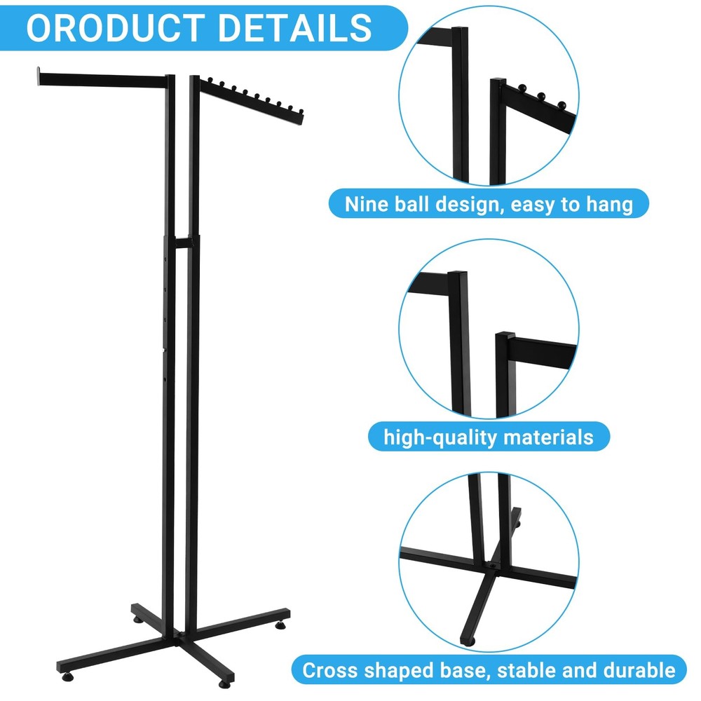 Clothing Display Rack, Black, Floor-Standing