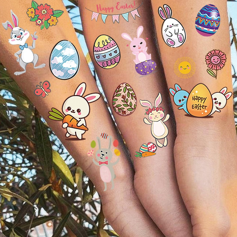 10 Sheets Easter Temporary Tattoos For Hand Face Small, Colorful