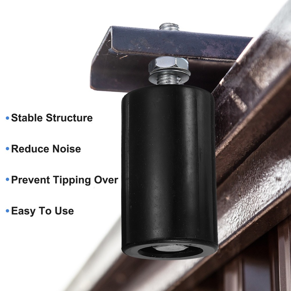 4Pcs Slide Gate Guide Roller 2" Nylon Sliding Gate Support Assembly Black