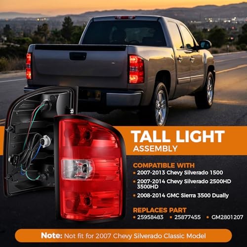 Tail Lights Assembly for Chevy Silverado 1500 2007-2013 Right Passenger Side