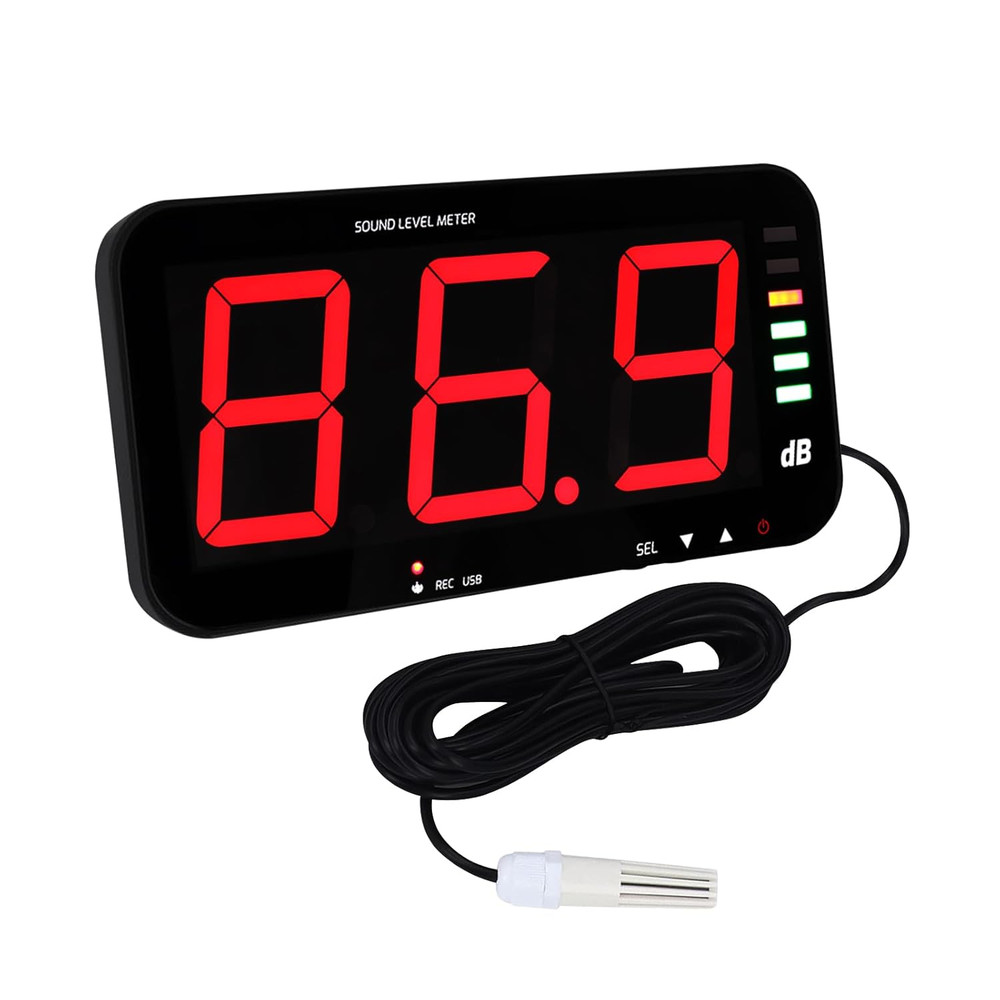 Decibel Meter Sound Level Meter with Data Logging, 13" Large LCD Display Wall Mo