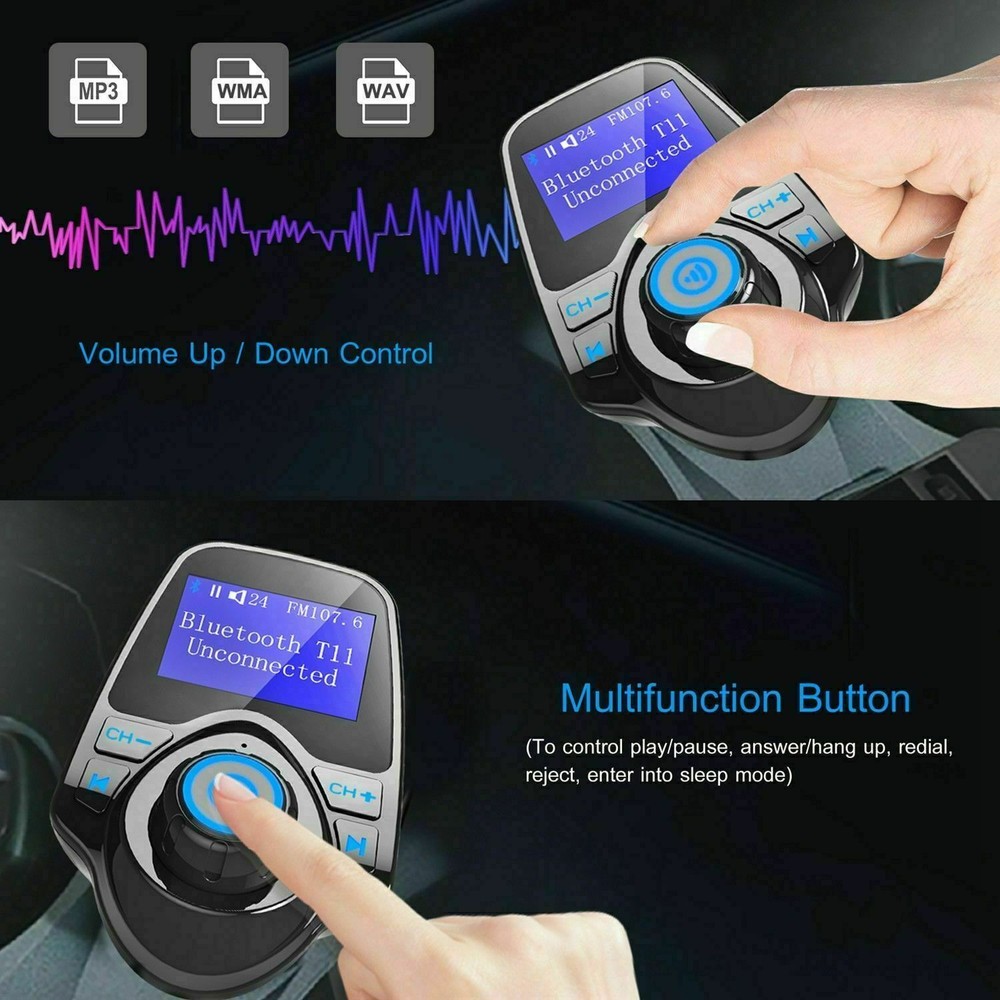 Bluetooth In-Car Wireless FM Transmitter MP3 Radio Adapter Car Kit 2 USB Charger