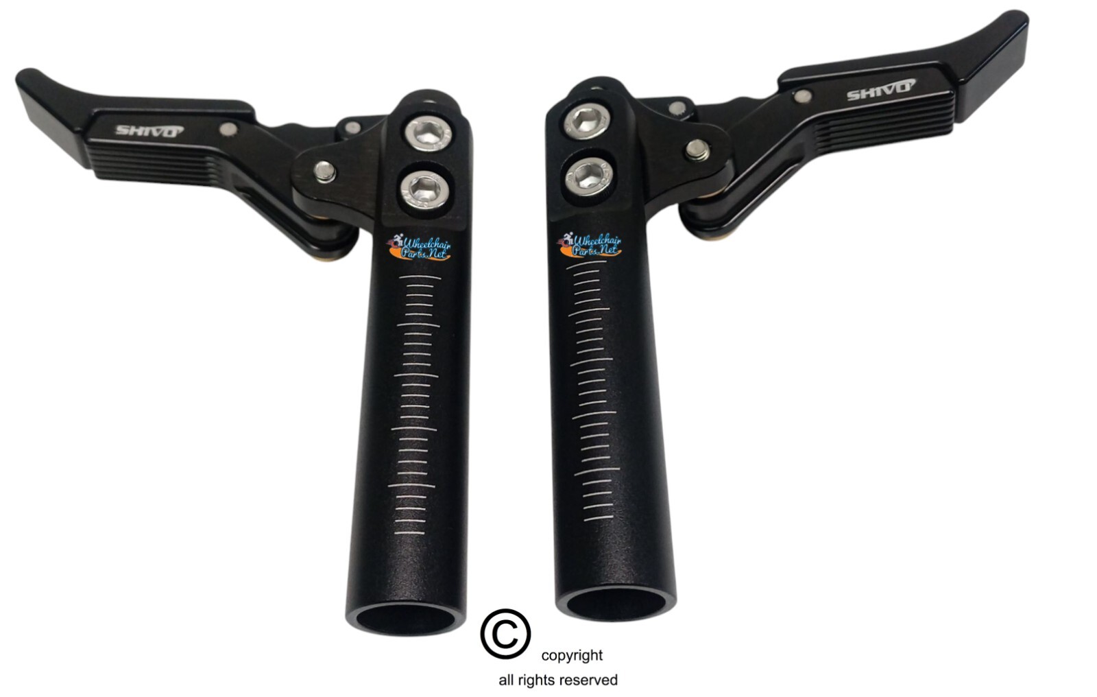 Wheelchair Aluminum Scissor Brakes Wheel-Lock. Fits Most Standard Wheelchairs