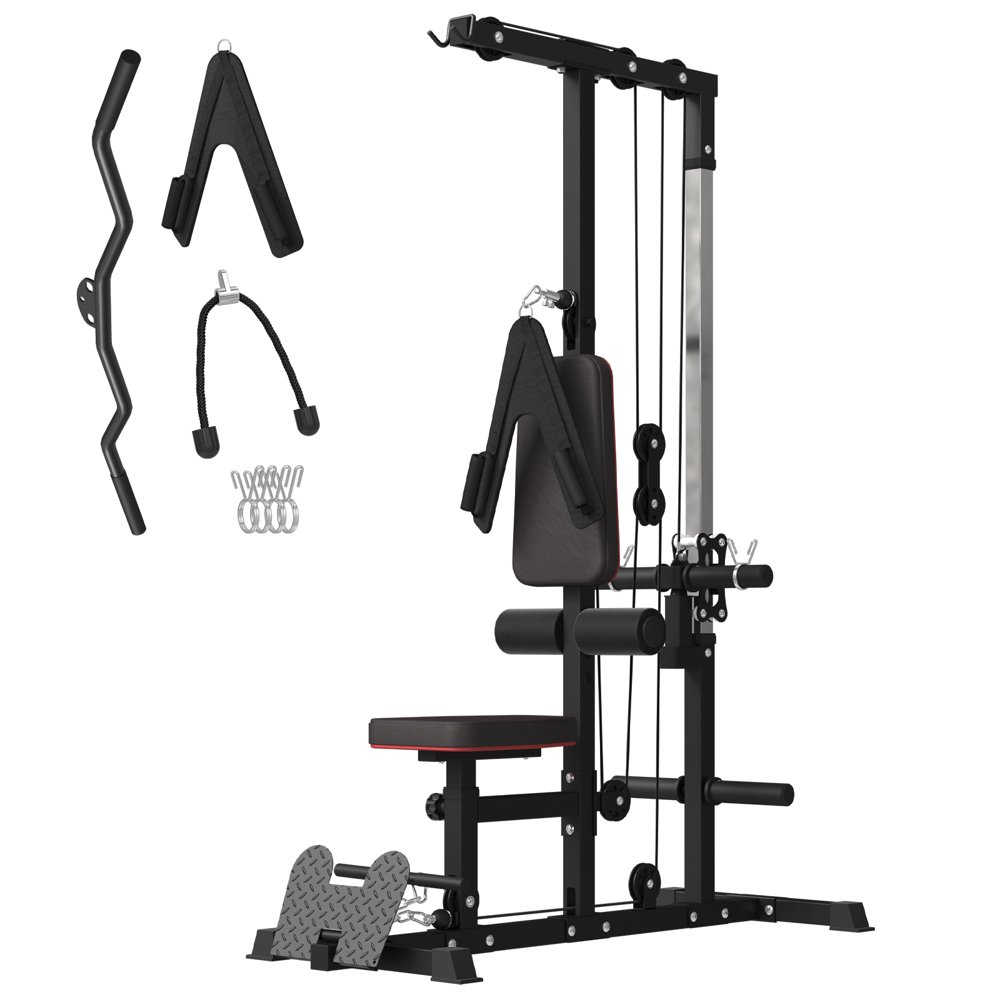 Multi-Function Home Gym Lat Pull Down & Lat Row Cable Machine Pulley System