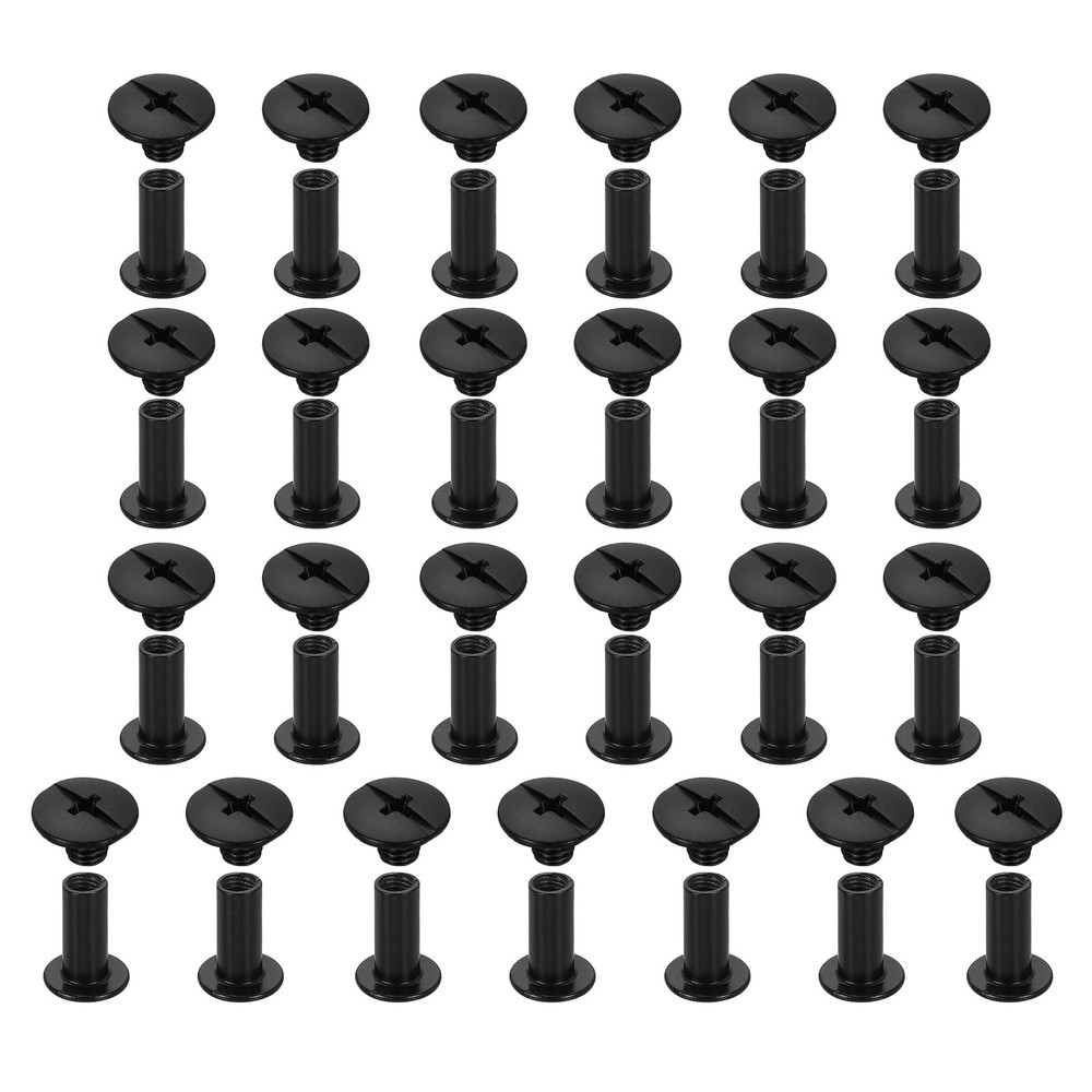 25set Phillips Chicago Screw M5x12mm Binding Post Screw, Black