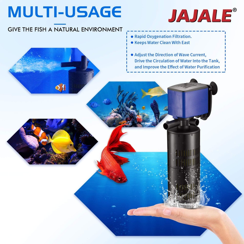 JAJALE 320 GPH Internal Filter 320 Filter, Blue; 1 Pack