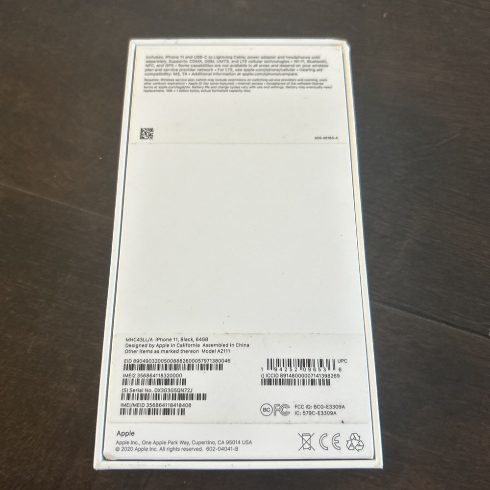 Apple iPhone 11 - Black - 64 Gb Box Only Sticker Sim Remover