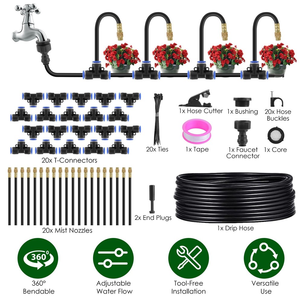360°Automatic Watering Misting Drip Irrigation System 5/16”Faucet Connector Tool
