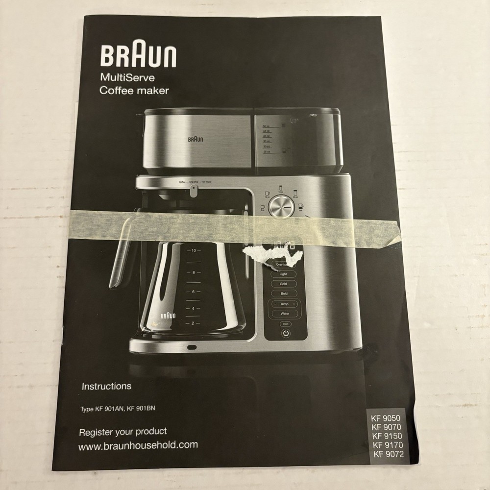 Braun Multi Serve Sizes Plus 10-Cup Drip Coffee Maker KF901AN. Shelf For Small