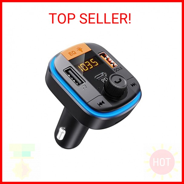 Bluetooth FM Transmitter for Car - BAISHUN Bluetooth 5.0 Adapter PD20W+QC3.0 Cig