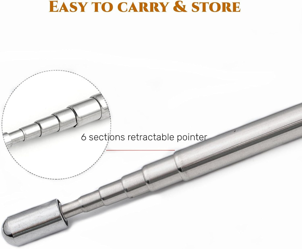 2PCS Stainless Steel Pen with Clip - Hand Pointer Extendable Telescopic Retracta