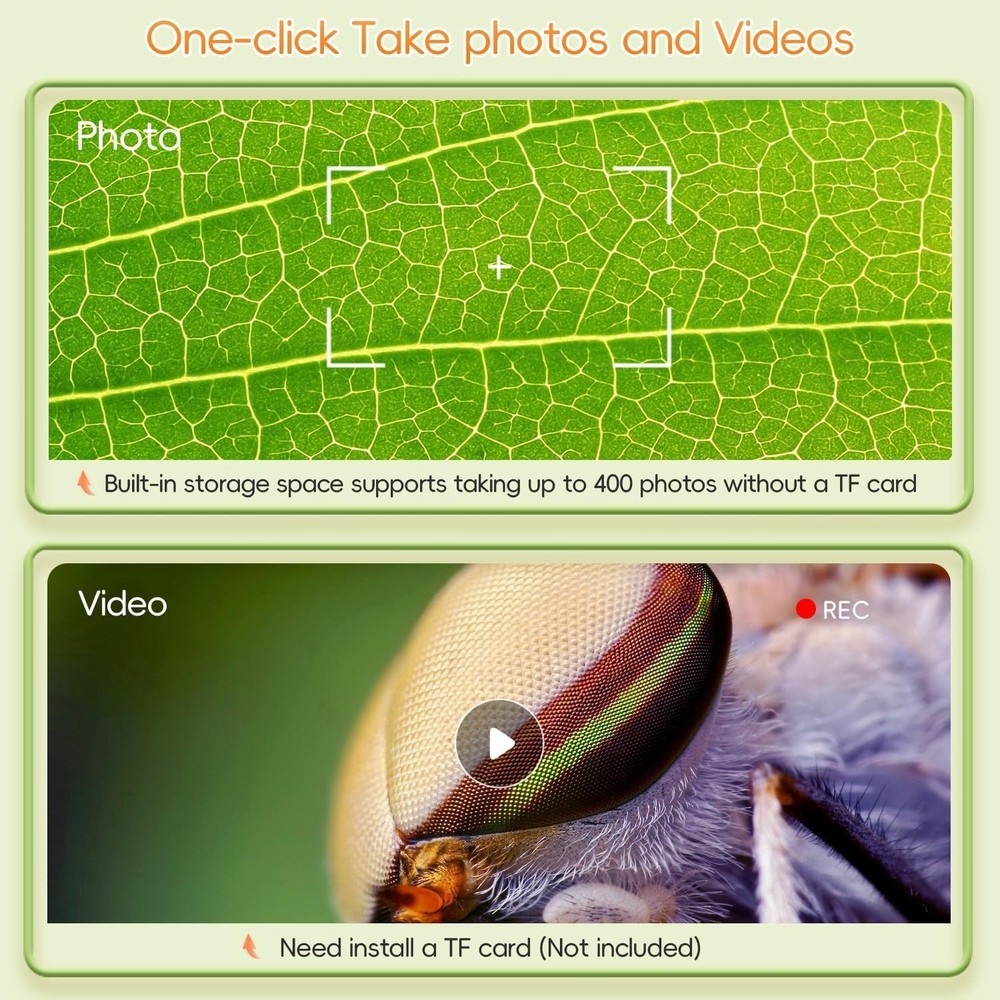 Microscope for Kids, 2" IPS Screen 1000X Handheld Digital Microscopes HD Pock...