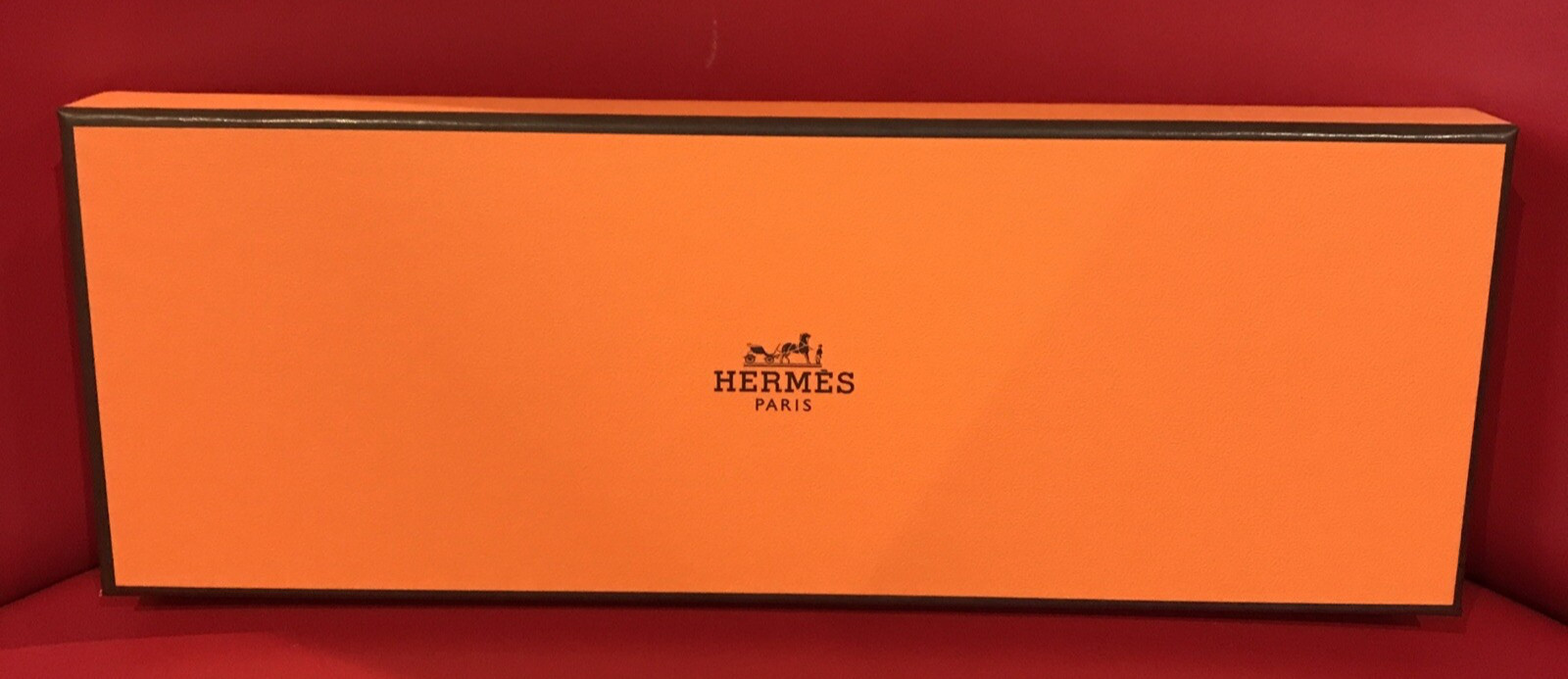 Hermes Paris Empty Orange Gift Box 9.5 x 3 1/4 x 1 Inches Authentic