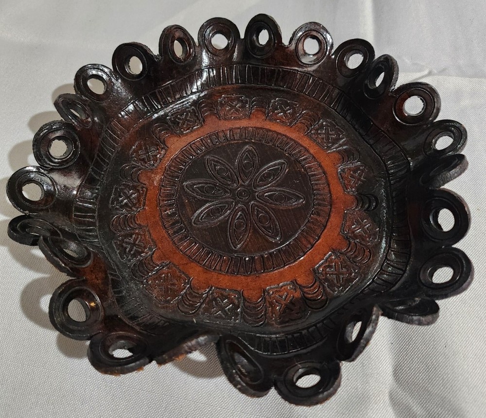 Embossed Tooled Leather Brazil Trivet Decorative Plate 8.5"D