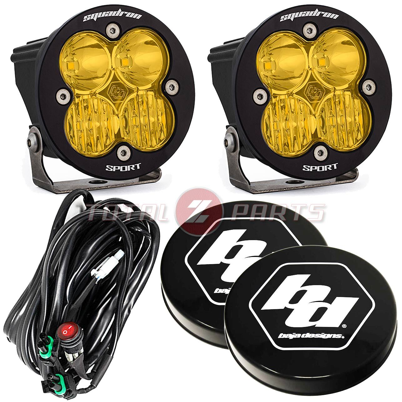 Baja Designs® Squadron-R Sport LED Amber Driving/Combo Lights Pair w/Rock Guards