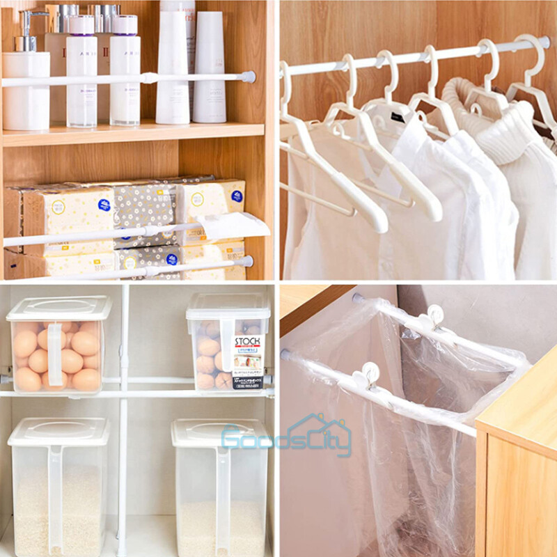 2PC Shower Curtain Rod 15-44 Inch Non-Slip Spring Heavy-Duty Tension Curtain Rod