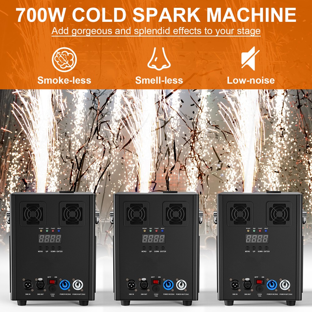 UKING 2x700W Large Cold Spark Machine Stage Effect DMX Firework Wedding W/Case