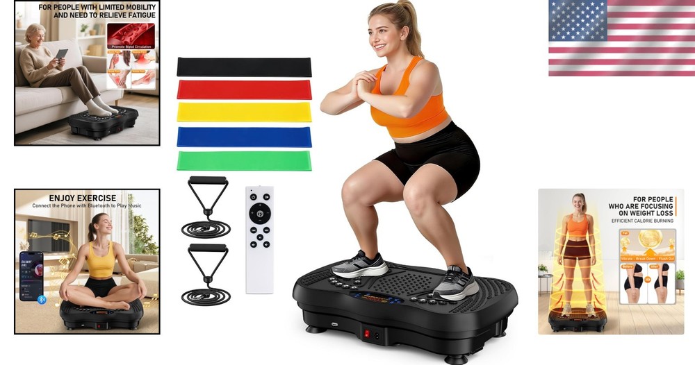 Compact Full Body Vibration Plate for Weight Loss - 450 lbs Capacity, 6 Programs
