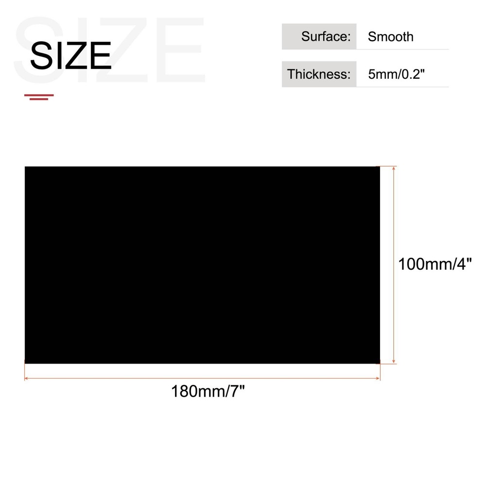 Black ABS plastic sheet 7x4x0.2 inches, panel, 4pcs