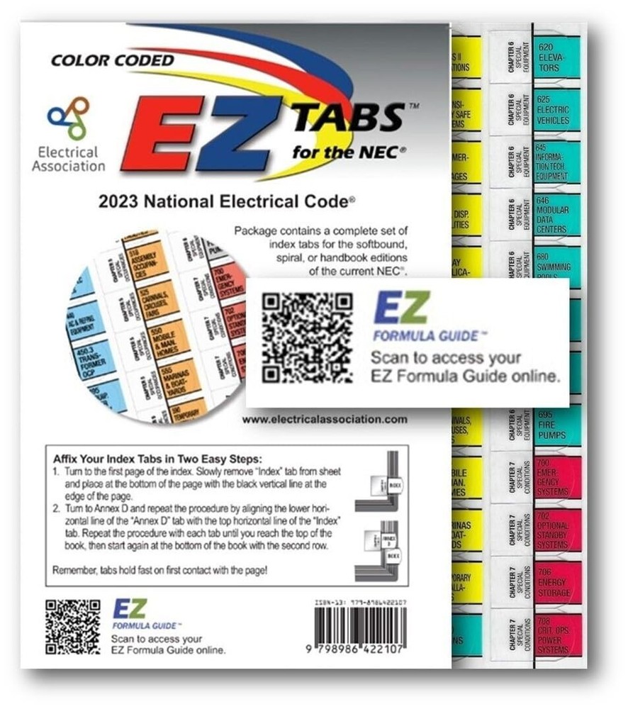 EZ Tabs (Color Coded) with Formula Guide for The 2023 National Electrical...