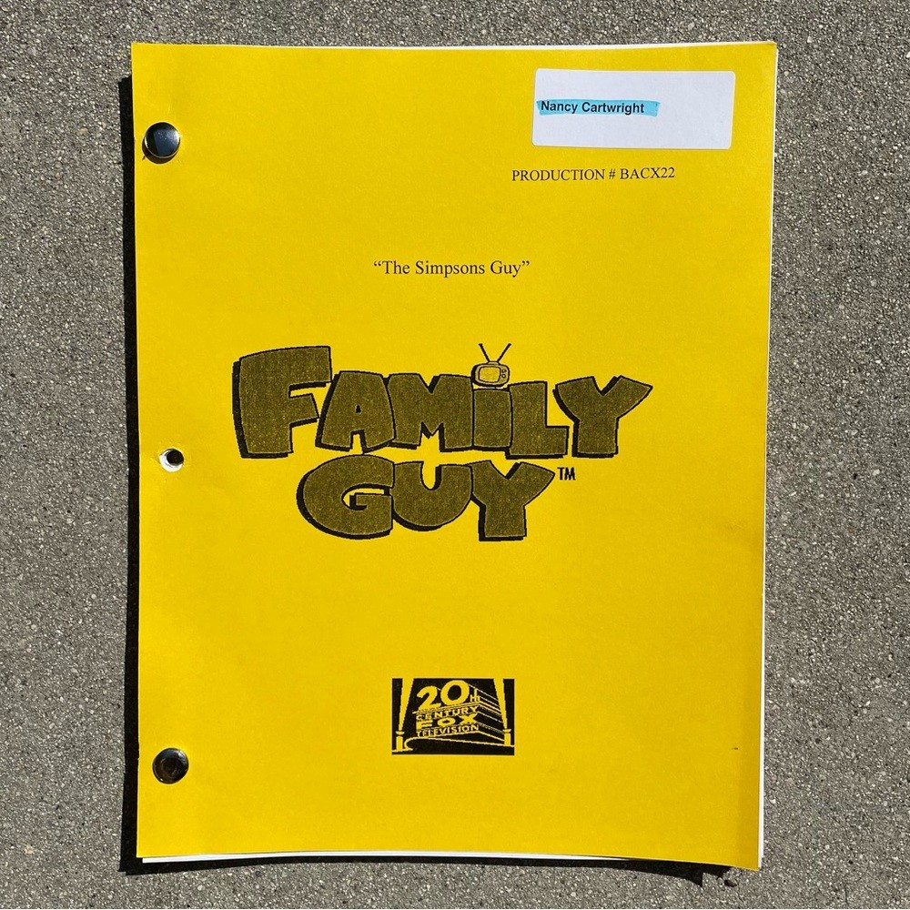 Family Guy Nancy Cartwright Bart Simpson 2013 Simpsons Used Table Draft Script