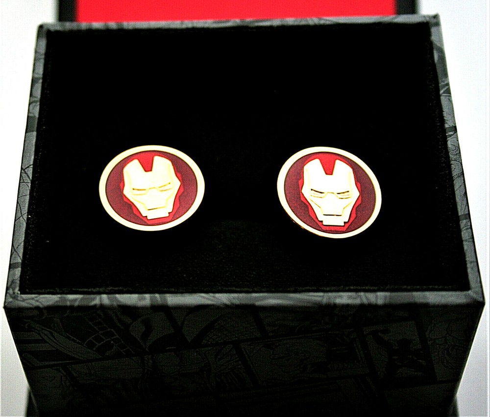 Marvel Comics Subtle Iron Man Face Helmet Cufflinks New Gift Box